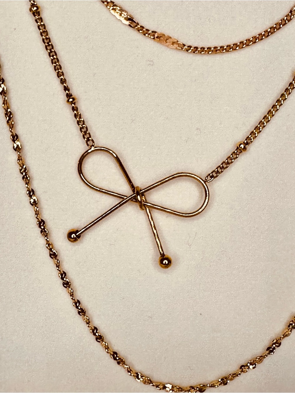 3 Pc Layered Rose Gold Tone Necklace Set | Monet | Adjustable Bow Necklace - Picture 5 of 13
